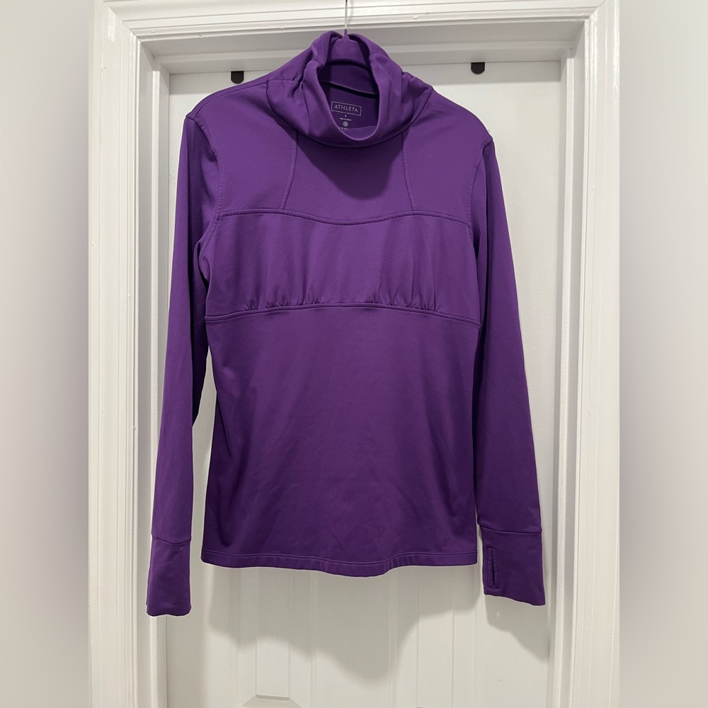 Athleta Purple Cowl Neck Pullover, size L